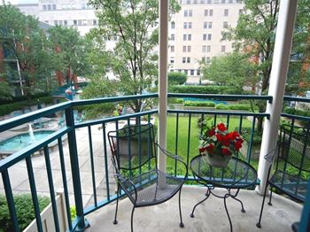Patio overlooking pool